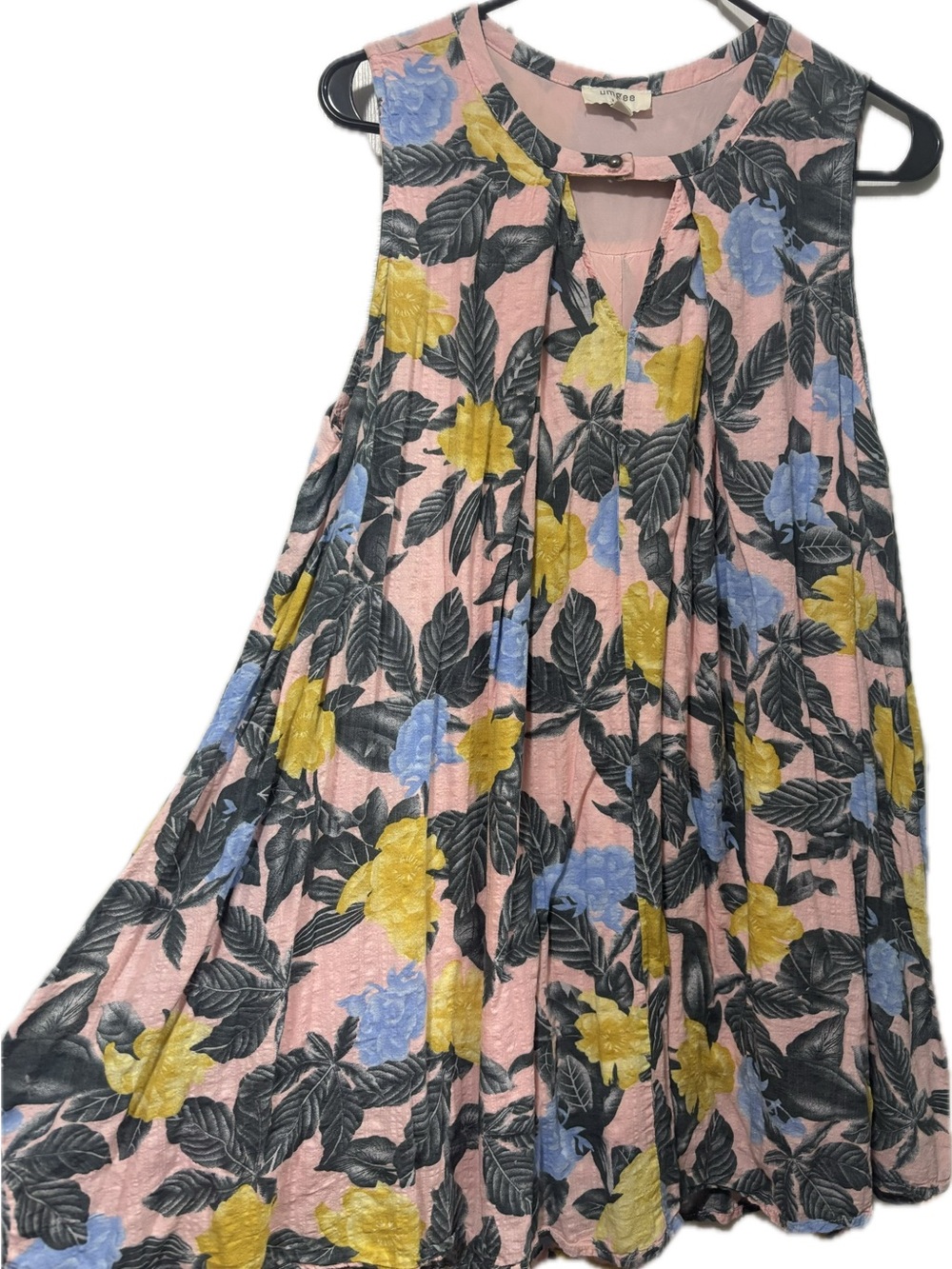 Umgee Pink A-Line Tunic with Yellow & Blue Floral Print